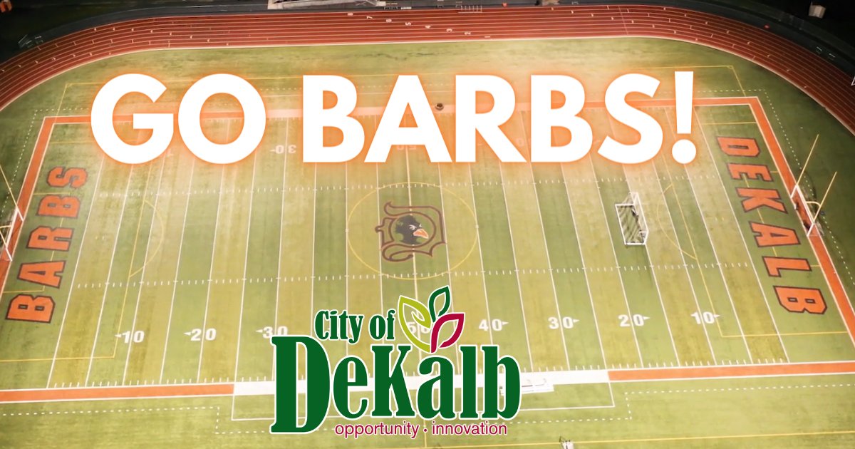 cityofdekalb_IL's tweet photo. ๐๐๐@dekalb_football takes on Naperville Central for homecoming tonight with the junior varsity game at 4:30 and varsity at 7! #GoBarbs! ๐๐๐#proudlydekalb @CUSD428 @DeKalb428DHS @1BarbAthletics @BarbBoosters https://t.co/1U7IbQSMbl