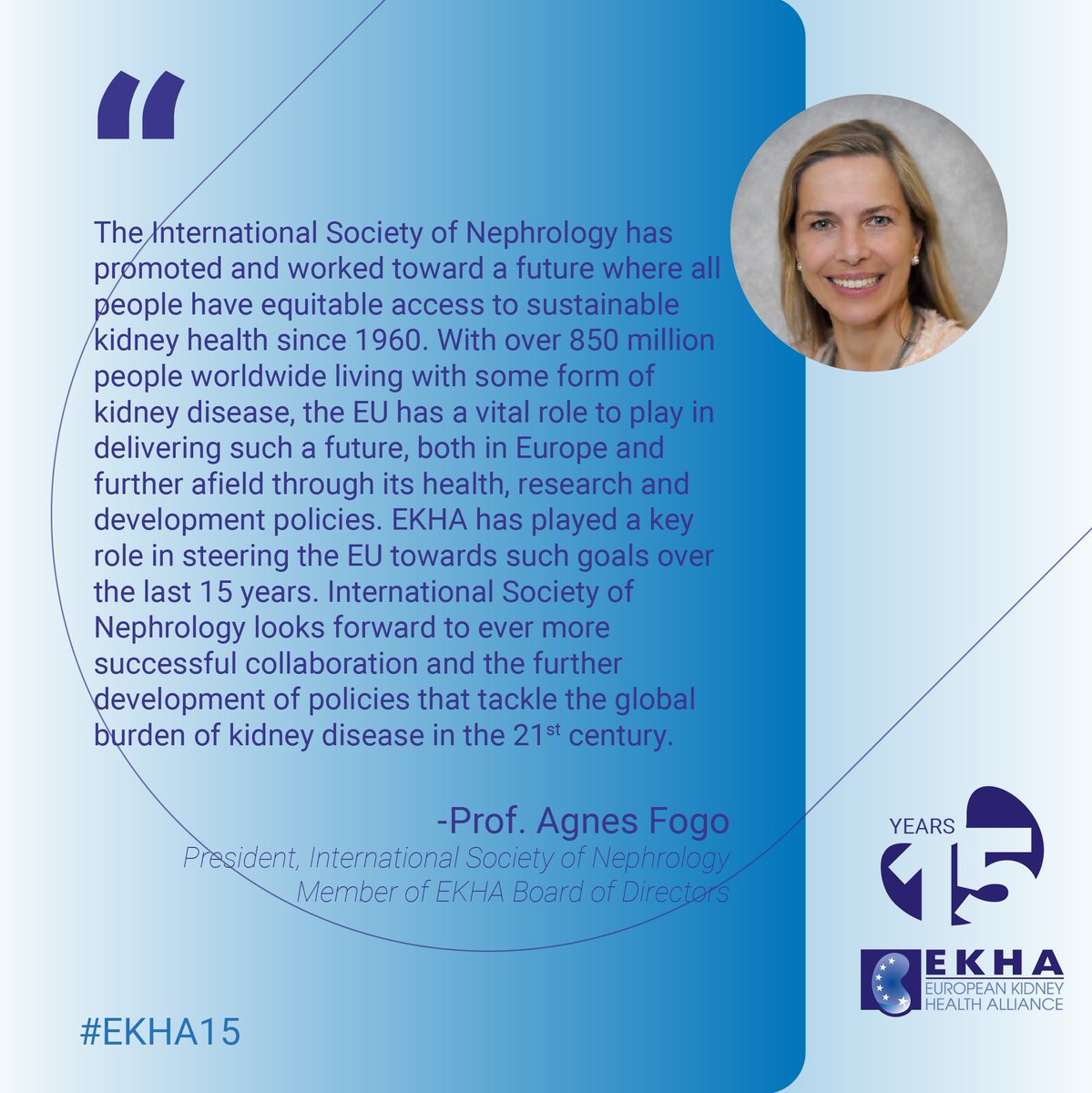 EKHA_EU's tweet photo. Over the past decade, there has been limited progress in creating new therapies for #CKD patients - now is the time to invest in innovative treatments !
Listen to @AgnesFogo, Member of EKHA Board of Directors, on EKHA 15th Anniversary! 👇
#EKHA15 https://t.co/BoKXMBtXzW