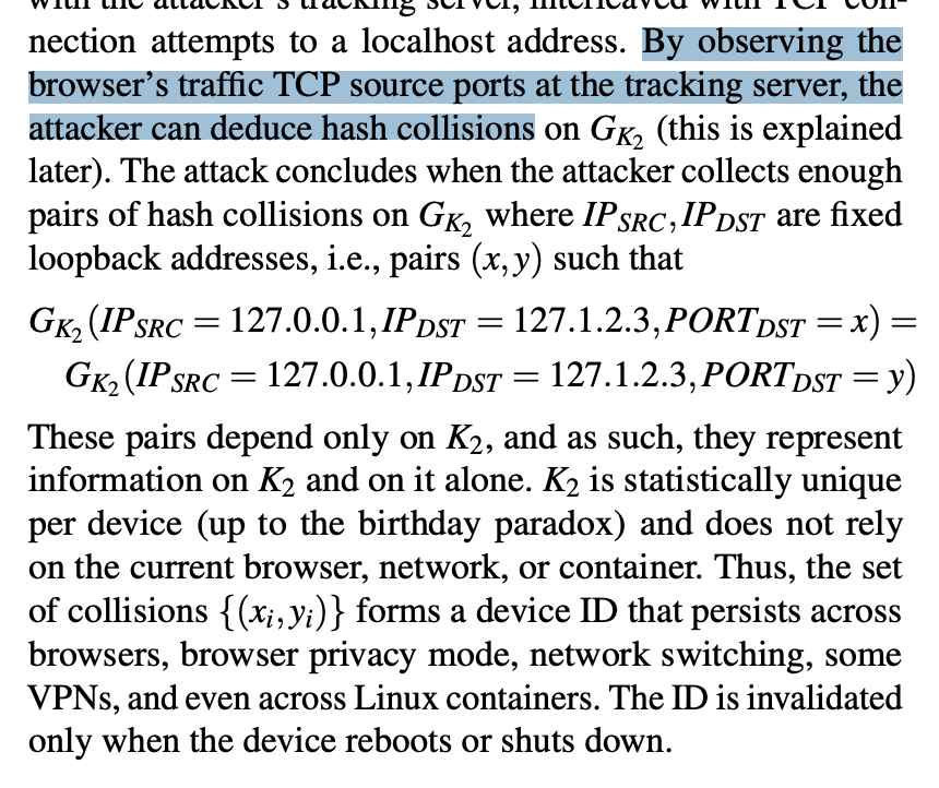 lukOlejnik's tweet photo. Dangerous Linux kernel privacy vulnerability in TCP/IP implementation. User fingerprinting. Attack could be deployed on a malicious website! Tracking devices across browsers, browser privacy modes, containers, networks. Very serious. Privacy is hard #GDPR  https://t.co/Gf2Gk07ZDQ https://t.co/LIYEUmEEye