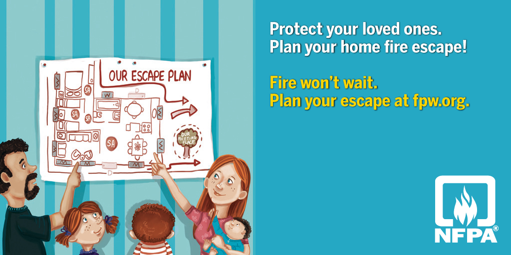 WindsorFire1's tweet photo. When a fire occurs, there is no time to waste. That is why it is so important to sit down with your family today and make a step-by-step plan for escaping from a fire.
#FirePreventionWeek #YQG #safetyrocks https://t.co/N2pCLefoSI