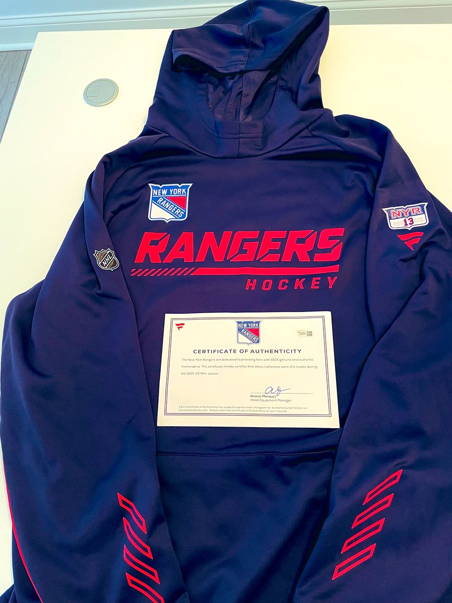 NYRANGERS_87's tweet image. Giveaway! Alexis Lafrenière Team Issued Hoodie from 20/21 Season. If Laffy scores on Opening Night a winner will be announced. Follow, Like &amp;amp; Retweet to be considered. #NoQuitInNY #NYR #Repbx #AaronJudge #Mets #NHL23 #MLB