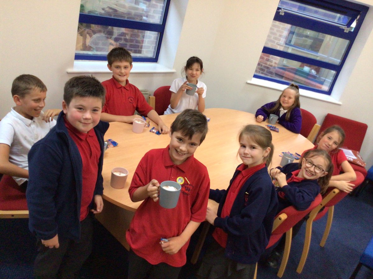 Our pupil governors are enjoying a hot chocolate treat after helping with our teacher selection day today. Well done everyone 🌟 
#wbjsgovernors <a href="/WBJJuniorSchool/">William Barcroft Junior School</a> <a href="/HarbourLearning/">Harbour Learning Trust</a>