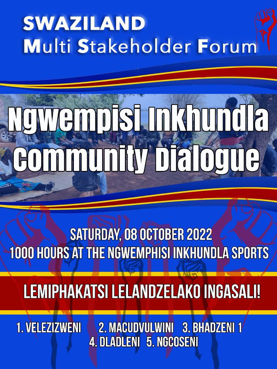 We’re hosting a community dialogue with the people of Ngwempisi Inkhundla tomorrow, beginning at 10am at the Sports Ground. Swazis from near and far are invited to join the discussion. See you there