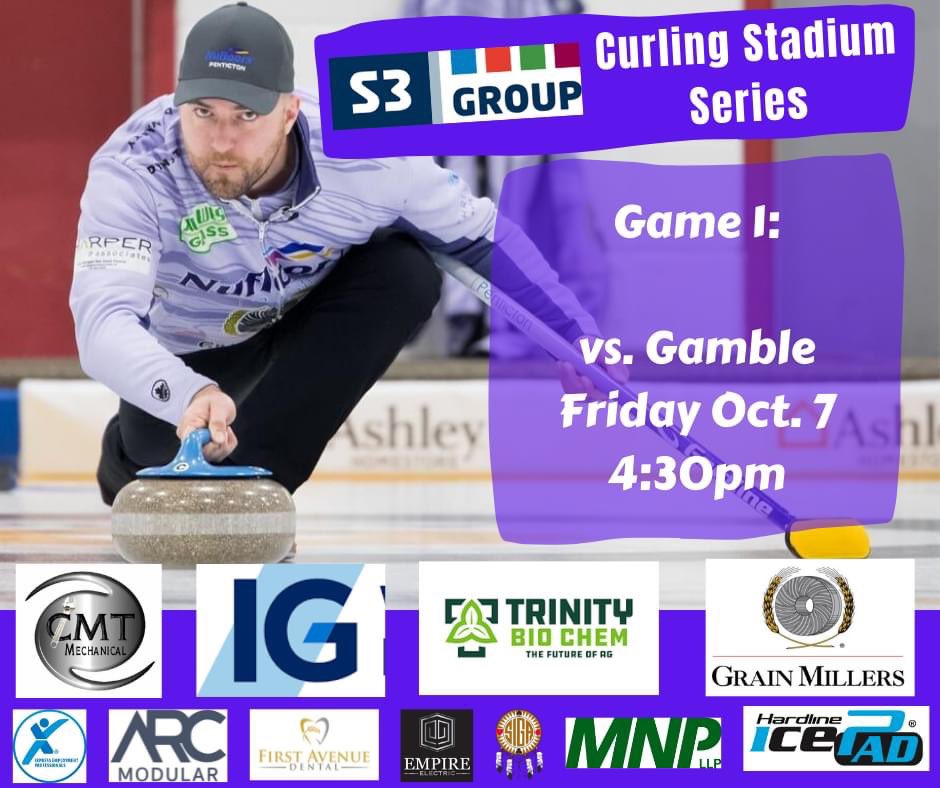 We are back in action this weekend in Swift Current!

In our first game of this triple knockout format we take on Team Gamble at 4:30.

The game and all games this weekend can be streamed via Youtube and Curling Stadium.