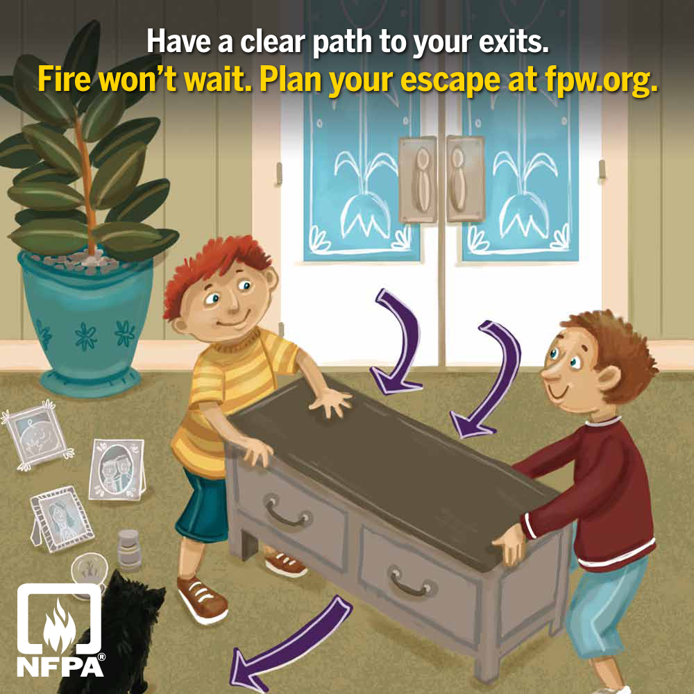 NorthYorkFire's tweet photo. Have a clear path to your exits.   Fire won't wait, plan your escape at https://t.co/lmD0vFckuw. 

#FirePreventionWeek
#FirePreventionWeek2022
#FPW2022 #100daysfor100years #FireSafety https://t.co/S3cJiVXiYb