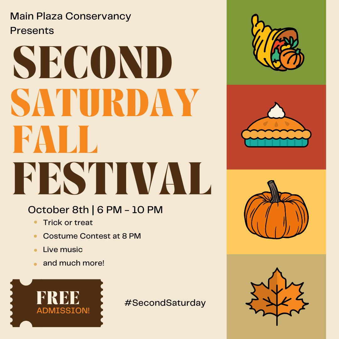 Main Plaza (@mainplaza) on Twitter photo This weekend join us for Trick or Treating, a Costume Contest with guest judges and prizes for the best THREE costumes, food, live music, and more!
#fallfestival #visitsanantonio #costumecontest #Halloween2022 #satx #familyfun
<a href="/Do210/">Do210</a> <a href="/ExpressNews/">San Antonio Express-News</a> <a href="/SanAntonioMag/">San Antonio Magazine</a> <a href="/ksatnews/">KSAT 12</a> This weekend join us for Trick or Treating, a Costume Contest with guest judges and prizes for the best THREE costumes, food, live music, and more!
#fallfestival #visitsanantonio #costumecontest #Halloween2022 #satx #familyfun
<a href="/Do210/">Do210</a> <a href="/ExpressNews/">San Antonio Express-News</a> <a href="/SanAntonioMag/">San Antonio Magazine</a> <a href="/ksatnews/">KSAT 12</a>