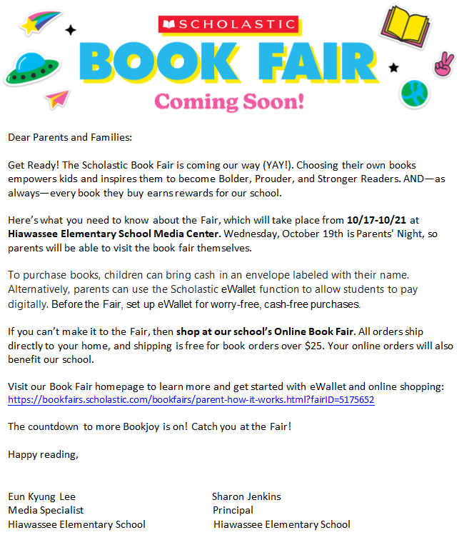 HiawasseeE's tweet photo. The Book Fair is coming!! Mark your calendars for October 17th-21st. Visit our school Book Fair link for more details.

https://t.co/uMqTqIFica https://t.co/hT5odV2Ds2