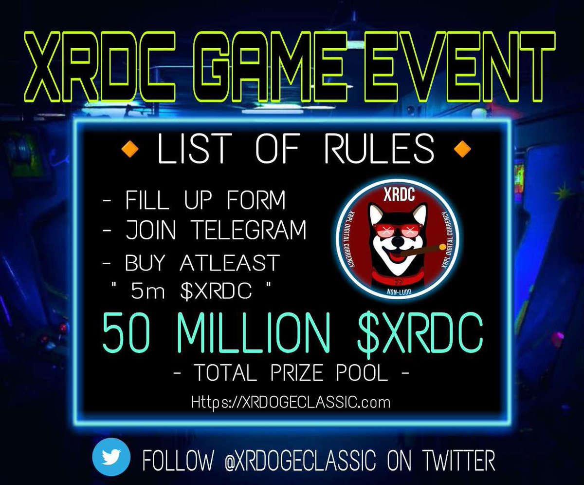 Jinking012's tweet photo. 🚨 Announcement #XRDC game event #2 🔥 worth 50M $XRDC total prize pool! 🤑

✅You must hold 5M $XDRC 
✅Fill up the form:https://t.co/SraMaRcDik
✅Join telegram:https://t.co/aNgDogdr2P
✅Follow: @EndTheGlobe 

To share this amazing news ♥ &amp; 🔃 = XRP

#XRDC #EVENTS #XRPL https://t.co/TR9fOVAlwS