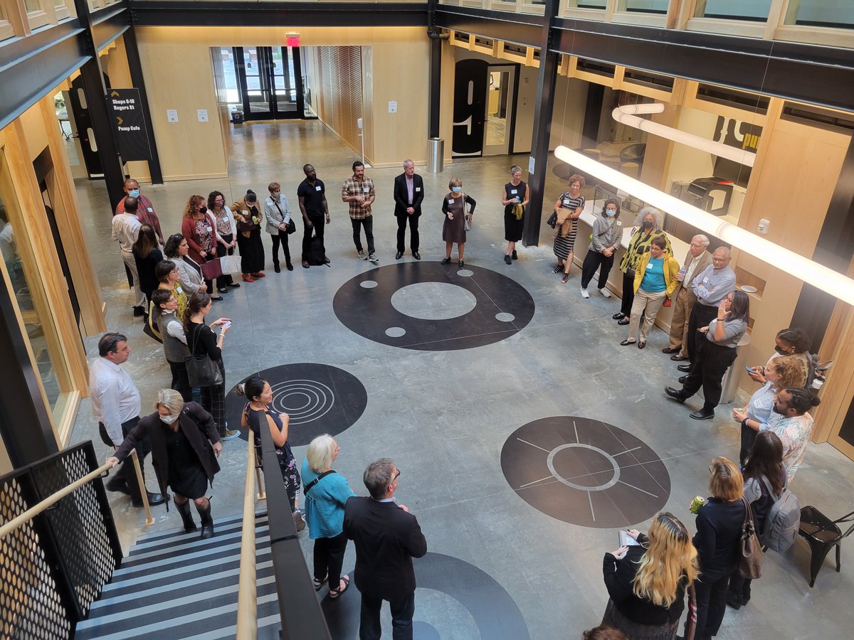 Philanthropy_MA's tweet photo. PhilMA Arts Funders Network got a sneak peek of @FoundryCamb! Thank you to the staff, Juke Box artist Elisa Hamilton and Jason Weeks for the fabulous tour. Check out the grand opening celebration Sat, Oct 8 at 11am! @art24weeks @CambridgeArts https://t.co/ZHnUAbs4Zy