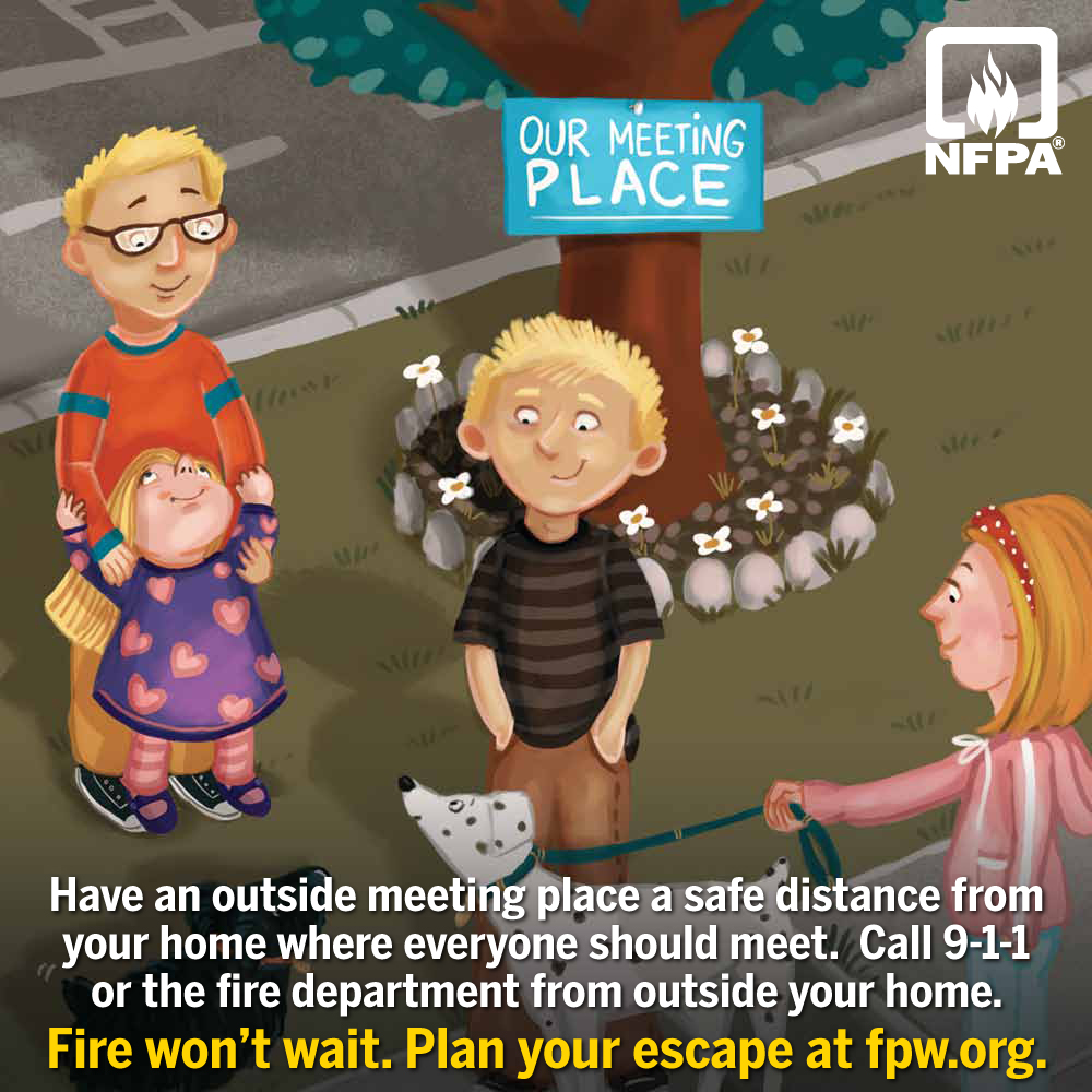 NorthYorkFire's tweet photo. Have an outside meeting place a safe distance from your home where everyone should meet.  Call 9-1-1 from outside your home.  Fire won't wait, plan your escape at https://t.co/lmD0vFtVT6. 

#FirePreventionWeek
#FirePreventionWeek2022
#FPW2022 #100daysfor100years #FireSafety https://t.co/Jp6G0ZapxA