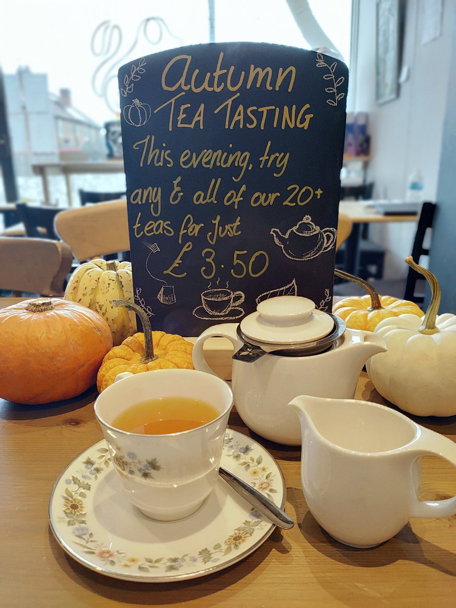 DogAndBean's tweet photo. Autumn menu tasting tonight, with an amazing offer on our teas: try any and all of our teas for just the price of one small pot. Yum! 
Hope to see you there 🫖🍵☕💖 https://t.co/WH06uc6cLP