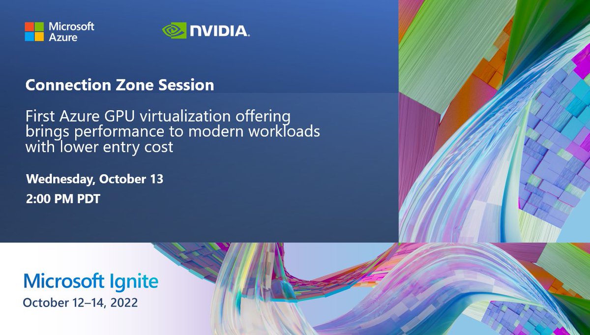 NVIDIAAI's tweet photo. Find out how #Azure NVads A10 v5, with support for #NVIDIARTX and GPU virtualization, enables organizations to deploy new workloads in the cloud. 

Add to your Schedule: https://t.co/avwQ2r7w0k

#MSIgnite #NVIDIAvGPU https://t.co/ycneOGEYjF