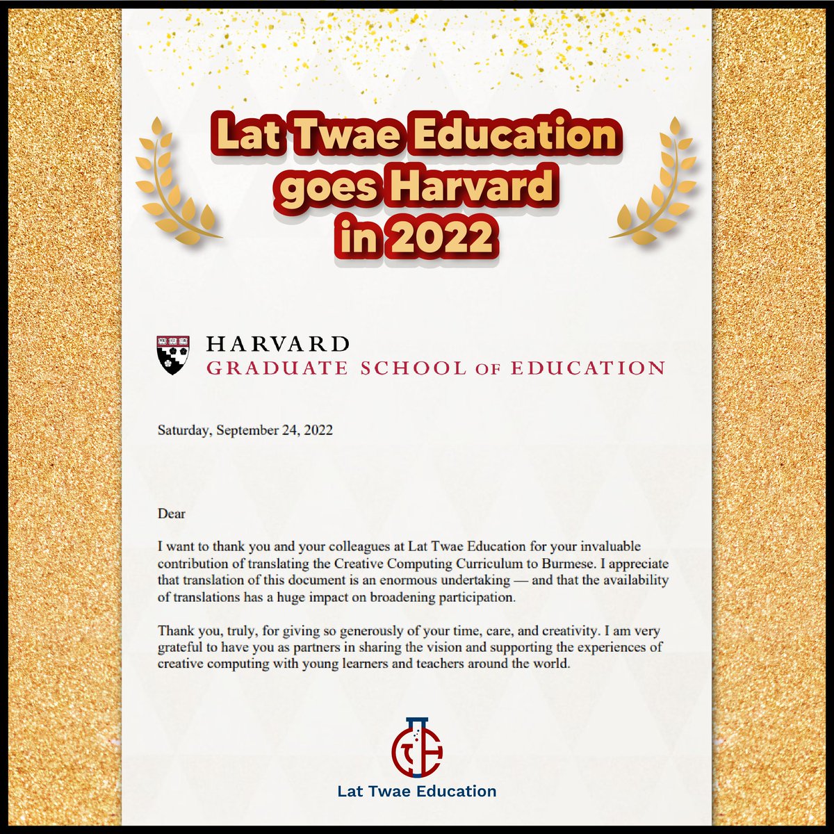 lattwaeedu's tweet photo. LTE has translated the Creative Computing Curriculum of @hgse into Burmese as the first of its kind social contribution for young learners and educators in Myanmar. Thanks to Prof. Karen for making the translated version available at CCC website.
@HGSE_CCL https://t.co/kQpX0byjGT