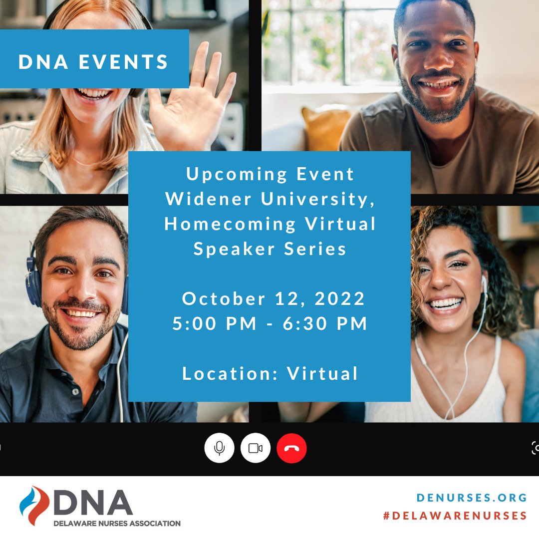 Delaware_Nurses's tweet photo. Save the date: Widener University, Homecoming Virtual Speaker Series — Oct. 12, 2022, 5:00-6:30 PM. This year’s speaker is a fellow nurse and Widener alum, Mitchell Wharton BSN, MSN. 

#DelawareNurses #Nurses  #WidenerUniversity #Widener #WidenerPride #RN #LPN #CNA #APRN https://t.co/2SpoAsxmwi