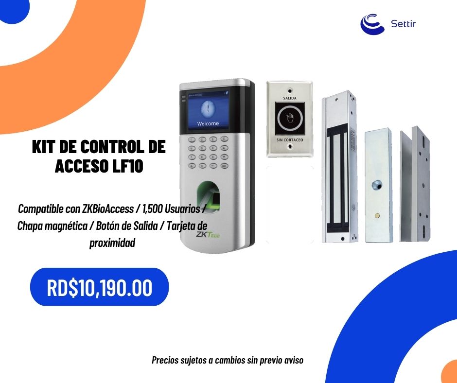 KIT DE CONTROL DE ACCESO LF10
✅Compatible con ZKBioAccess / 1,500 Usuarios / Chapa magnética / Botón de Salida / Tarjeta de proximidad
#settirsrl #controldeacceso # Biométricos #automatizacion #security #proteccion #tecnologia #ServiciosIndustriales