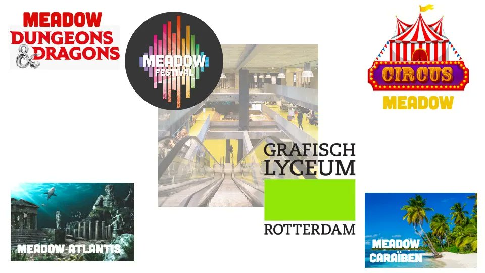 Op 29 sept was de kick-off van het Meadow traject voor studenten van het Grafisch Lyceum Rotterdam. Dit jaar konden de studenten kiezen uit de thema's:
1. Dungeons &amp; Dragons
2. Circus
3. Atlantis
4. Caribean 

Welke thema is jouw favoriet? 

#samenwerking #meadow #grafischlyceum