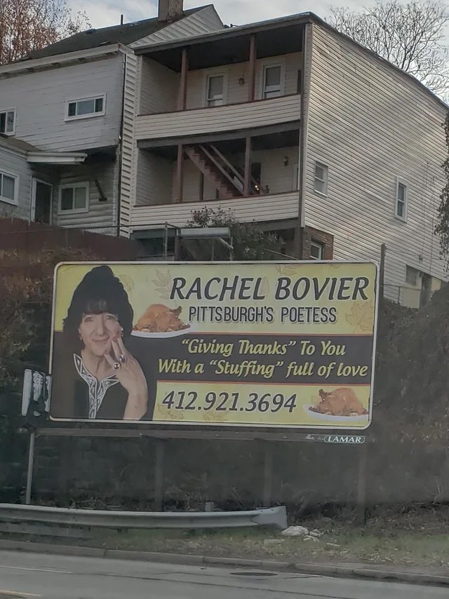 mushroommamaa's tweet photo. if you ever wanted to know what living in pittsburgh is like.. there’s this trans woman that is self proclaimed as pgh’s poetess and buys billboard space to advertise absolutely nothing and puts her personal number on there and it’s truly everything you could ever ask for 🤌🏼 https://t.co/P3lqhq1KSj