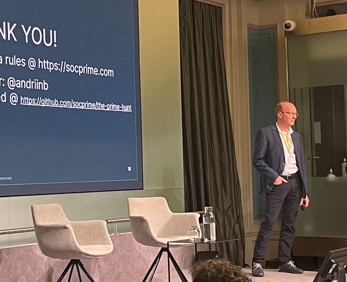 SOC_Prime's tweet photo. Honored to present at the 10th EU MITRE ATT&amp;CK® Community Workshop! SOC Prime is sharing insights into #Sigma and ATT&amp;CK as drivers for collective #cyberdefense. 

Prime Hunt, one UI for platform-agnostic #threathunting is announced: https://t.co/vzsbBcgom1

#euattackworkshop https://t.co/WgqOqHnUop
