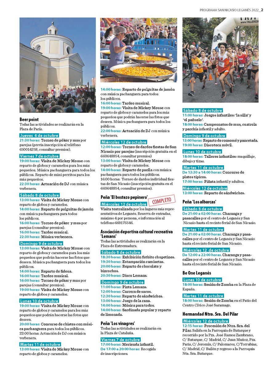 🏅Los festejos contarán con diversas actividades organizadas por las peñas, así como actos deportivos y religiosos