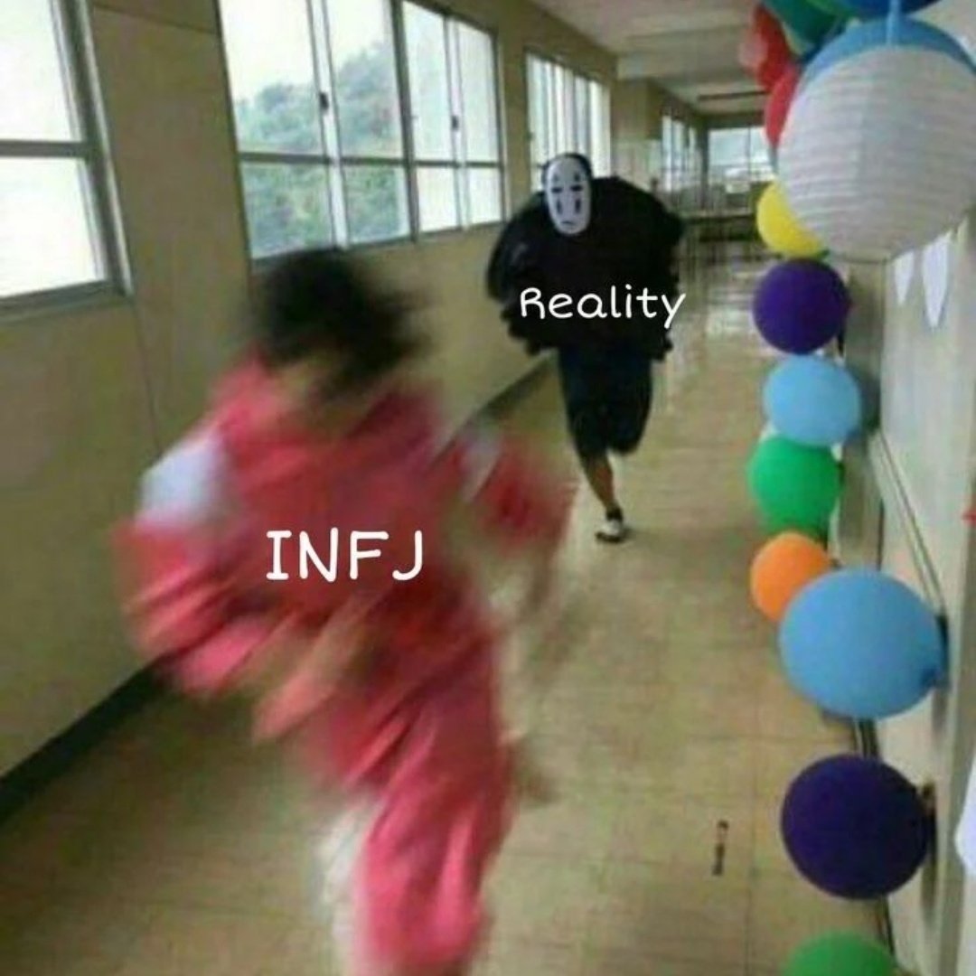 INFJtruths's tweet photo. Ruuuunnnnn
#INFJ #MBTI #mbtimemes #MBTI診断 #introvert #infjpersonality #MBTI연구소  #Mbtiテスト世界中で人気の性格診断テスト https://t.co/COvuRwDiPa