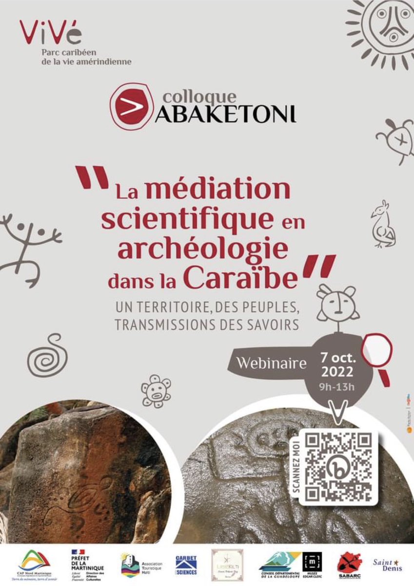 [WÉBINAIRE] - Colloque ABAKÉTONI "La médiation scientifique en archéologie dans la caraïbe"
Vendredi 07 octobre - 9h à 13h
Pour participer au wébinaire 👉 zoom.us/j/97075853323#…
