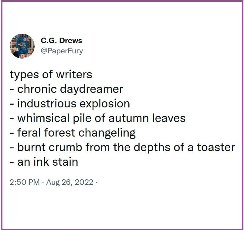 JenniferCwrites's tweet photo. What type of writer are you?? #amwriting #writinglife #writingcommunity #typesofwriters https://t.co/qPve21bD9z