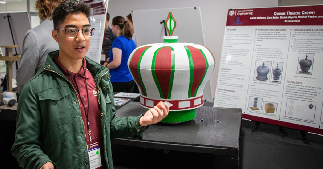 TAMUEngineering's tweet photo. A team of senior #TAMUmeen students were tasked with a Capstone project with The Queen Theatre, an iconic landmark of Bryan! 👑The seniors were tasked with redesigning the mechanics of the rotating crown using a system that will function long term. Read: https://t.co/uHBLSN13GO https://t.co/yU3BSTi05s