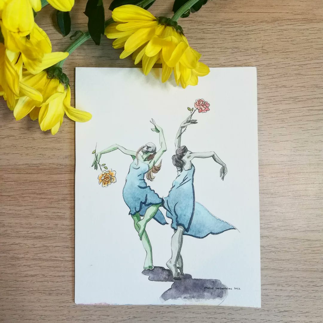 OTrichereau's tweet photo. "Dance"
Original painting.
Watercolor on 300g paper.
11,5X15,5 cm.
https://t.co/3LsI2DUtle
I take custom orders.
#tarmaszinktober2022 #illustration #originalart #inktober #inktober2022 #watercolor #aquarelle #dance #danceofdeath #death #danse #dansemacabre #dancers #danceuses https://t.co/YpEsenxw5B
