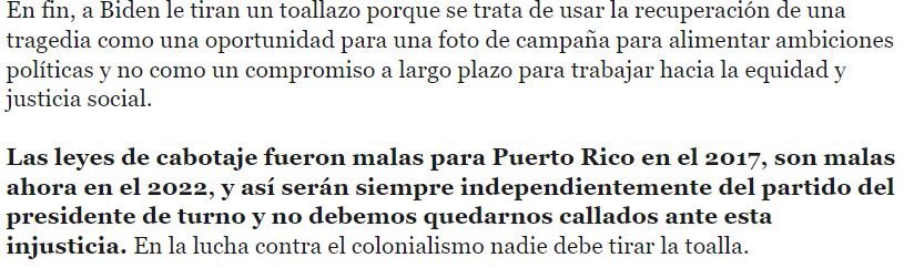 lapaulitica's tweet photo. Les invito a leer mi columna de hoy en Endi, “El toallazo a Biden”. 

Aunque en este viaje no hubo (papel toalla) quedaron retratados quienes ahora le tiran la toalla a Joe Biden, a pesar de las posturas que ha asumido que retrasan la recuperación en Puerto Rico. https://t.co/22Qyaupwn9