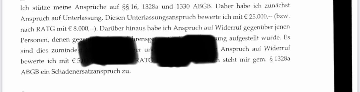 GeraldGrosz's tweet image. Aus dem Antrag der Klägerin. @ArminWolf und @SusanneSchnabl werden die Unterlagen doch sicher im Rahmen der Recherche von der Kollegin eingeholt haben. Sich auf einen falschen Standard Artikel aus 2007 zu verlassen wäre ja regelrecht fahrlässig! 😃
