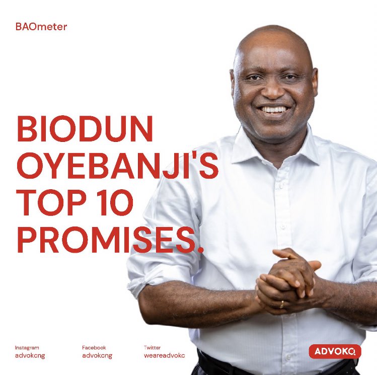 MayorAkinleye's tweet photo. @ekitistategov will have fresh leadership in 10 days. For @advokc, I spotlight 10 of BAOβs promises that's core to delivering development for Ekiti Kete. Read here; https://t.co/gbMtlUZ50X
I am hopeful that @biodunaoyebanji administration will exceed expectations.
#BAOmeter https://t.co/6PZf4uFuks