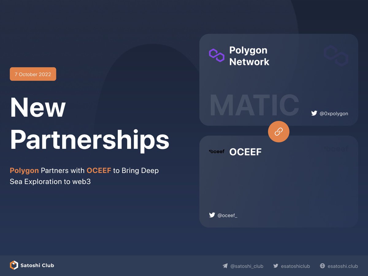 esatoshiclub's tweet photo. 🔥 @0xPolygon Partners with @oceef_ to Bring Deep Sea Exploration to web3
👉More information: https://t.co/Gf0CT4nWRq
👉Follow @esatoshiclub
#Polygon #MATIC #Oceef
#newpartnership #satoshiclub https://t.co/CJRP2DdiWU