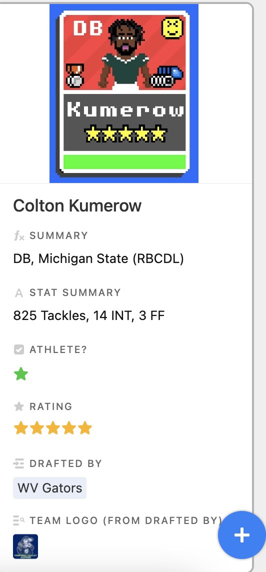 RFNADraftRoom's tweet image. The Gators (@WVGators) selected Michigan State Colton Kumerow (@SpartyOnRetro) at 1.04.