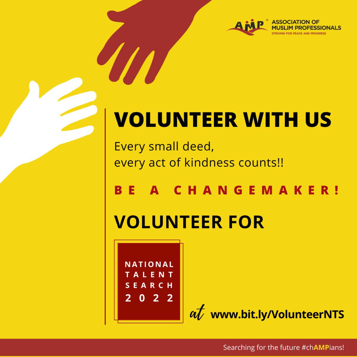 <a href="/AmpIndia/">AMP India</a> National Talent Search Exam'22

Register yourself &amp; Volunteer Now!

Join as an NTS Volunteer:
bit.ly/VolunteerNTS
More Info at:
ampindia.org/national_talen…

Display passion, dedication &amp; commitment! be an NTS'22 Ambassador!
#NTS2022
#Volunteerwithus
#AMPWorld