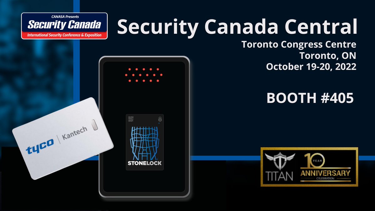 TitanProductsGr's tweet photo. Canada's PREMIER security event of the year!

✅Toronto Congress Centre
✅Featuring @KantechAccess  &amp; @StoneLock_ 
✅Oct 19-22
✅BOOTH #405

Have a Project? Ask a Titan.

Register: https://t.co/nidbQc1RJT

#ThisIsTitan #SecurityCanada #Kantech #StoneLock https://t.co/xmteWgKe0t