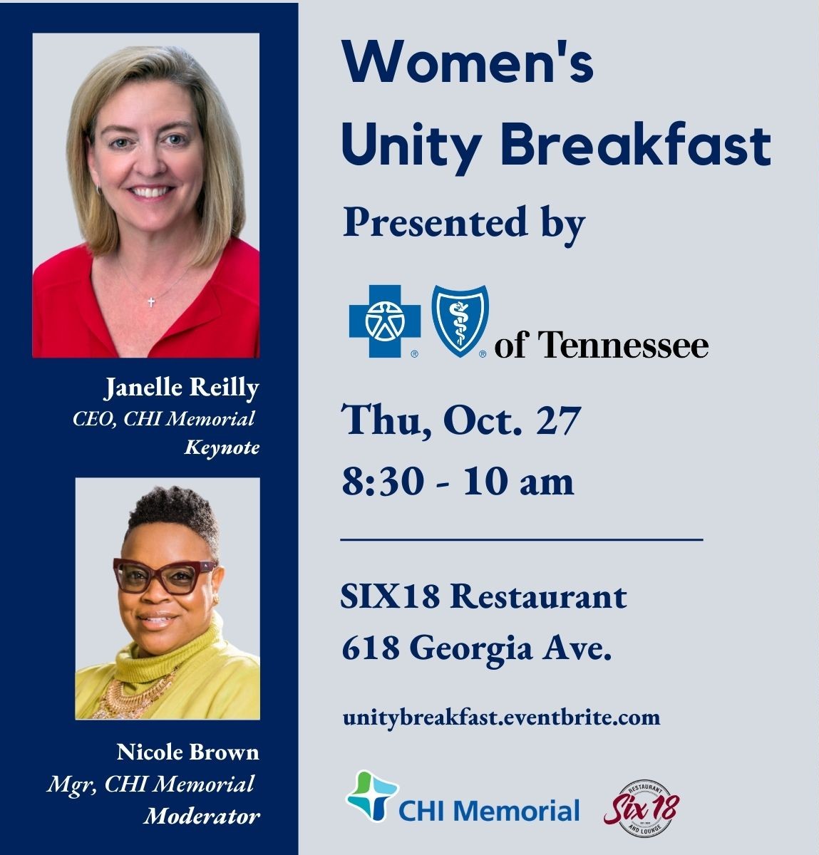 CHAchamber's tweet photo. Women's Unity Breakfast is only 20 days away, and spots are filling up quickly! ​

Presented by @BCBST, the event helps businesswomen in Chattanooga connect and support each other.

https://t.co/c6ZFZ4Ho3X​

#chattanooga #women #business #chamber #womeninbusiness #businesswomen https://t.co/t6sMPfzX4V
