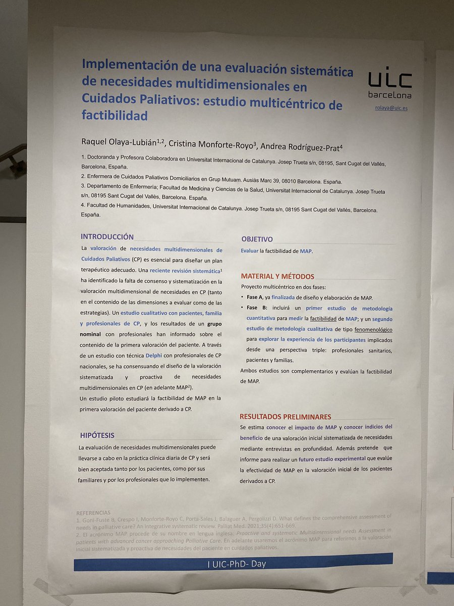 olaya_lubian's tweet photo. @crisborruell @SCBCPal @ingridbullich @Grabalosa1 @Emma_Costas @llumveiga @yolireimondez @moguillaumet @manuelamonleon És evident q #palliativecare han d’estar a totes les #carteres de #Salut
Les cures pal•liatives NO són un #luxe, són un #dret
És x això q grups #recerca treballen en aquest àmbit @wecareuic
I aprofito x compartir el #projecte en el q estic #participant com a doctoranda https://t.co/ftCsxxBZnK
