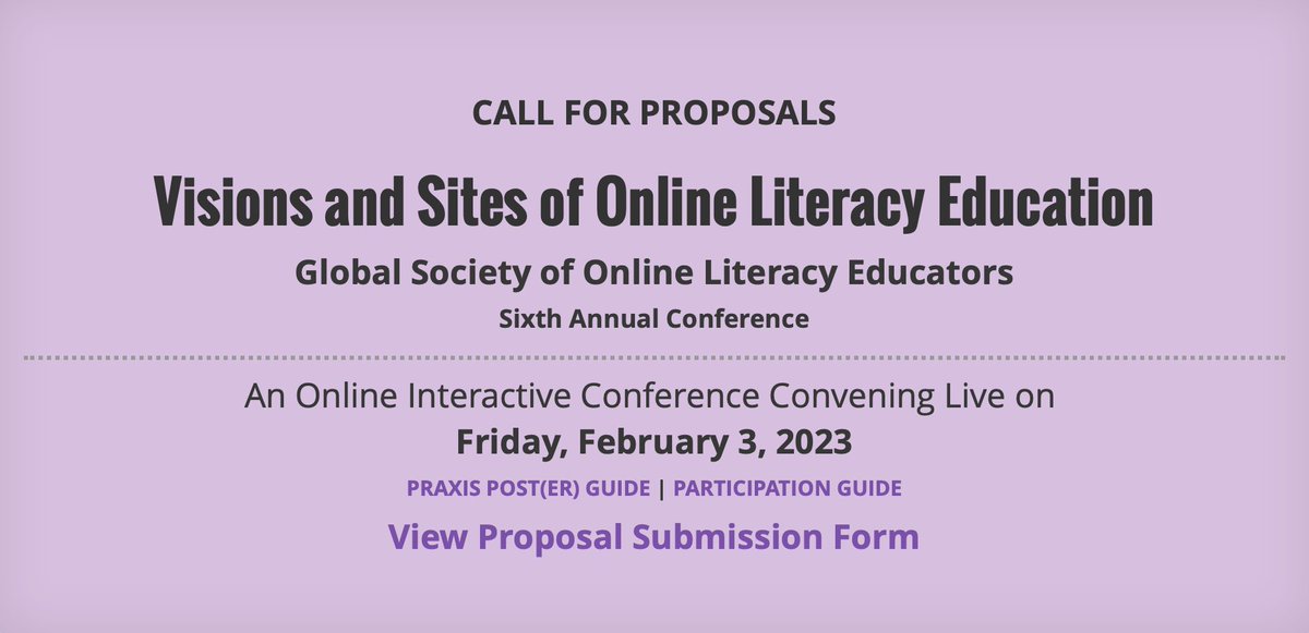gsoleducators's tweet photo. #GSOLE 2023 Conference Call for Proposals!  Click the link to learn more about how to submit your proposal to present at the GSOLE 2023 conference! 

https://t.co/yUgbu1iU1l https://t.co/duPruD6xZl
