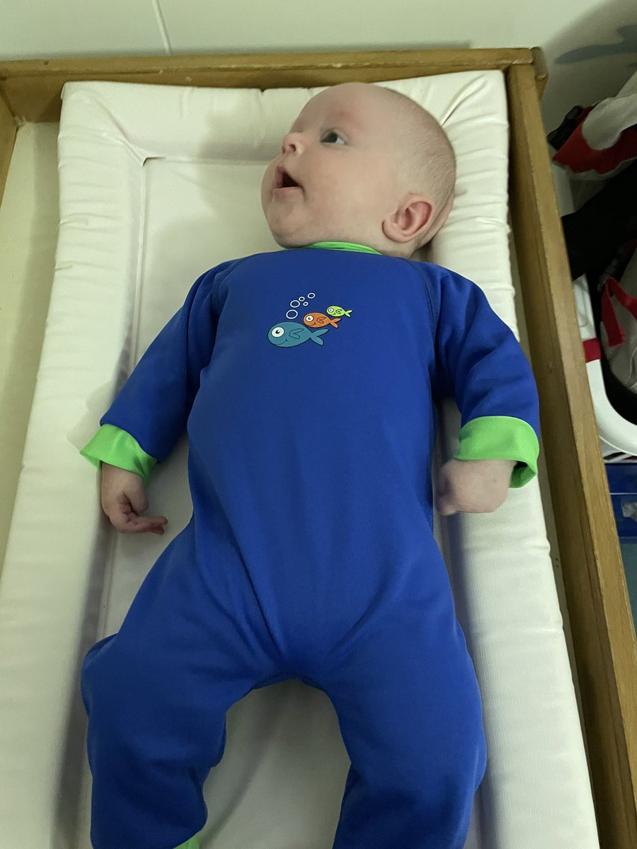 tash_compton's tweet photo. Our 1st swim session was fab 🏊🏼‍♂️. A lovely structured &amp; fun group session in a nice pool with lovely instructors. He’s now very tired 🎉. We’re both looking forward to daddy coming home tonight after his 5 ish hour journey @The_RE_LE #babyswimming #14weeksold #aquakidz #physgoals https://t.co/ws1M0jz20M