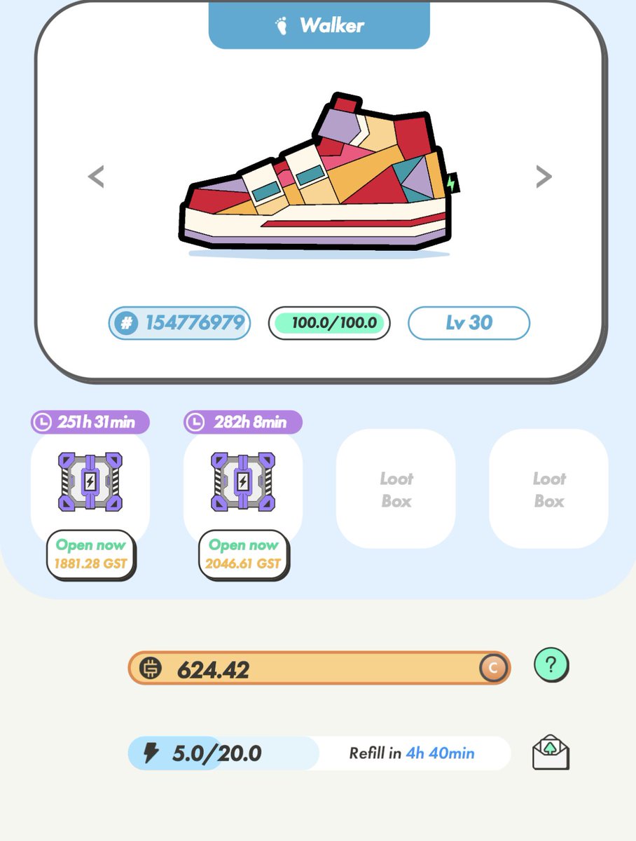 Mkapanadze7's tweet photo. Should i post videos of LVL 7 box openings ? โบ๏ธ #STEPN #MOVE2earn #GMT #LVL7 https://t.co/7BTOacmOSY