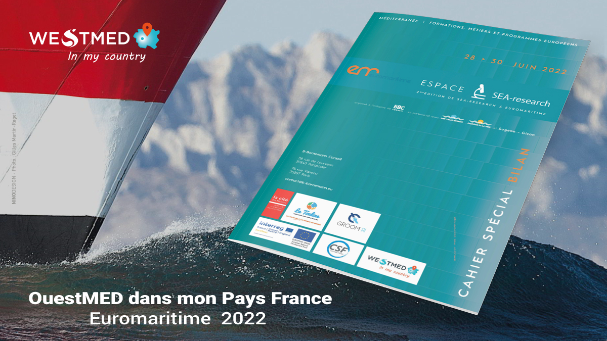 OuestMED dans mon Pays - France 👉Le cahier spécial bilan de l’espace Sea-Research sur le salon Euromaritime 2022 et les videós sont disponibles: westmed-initiative.ec.europa.eu/in-my-country-… ☑️Préparé par @energiesdelamer et le Hub National OuestMED France dont @PoleMerMed