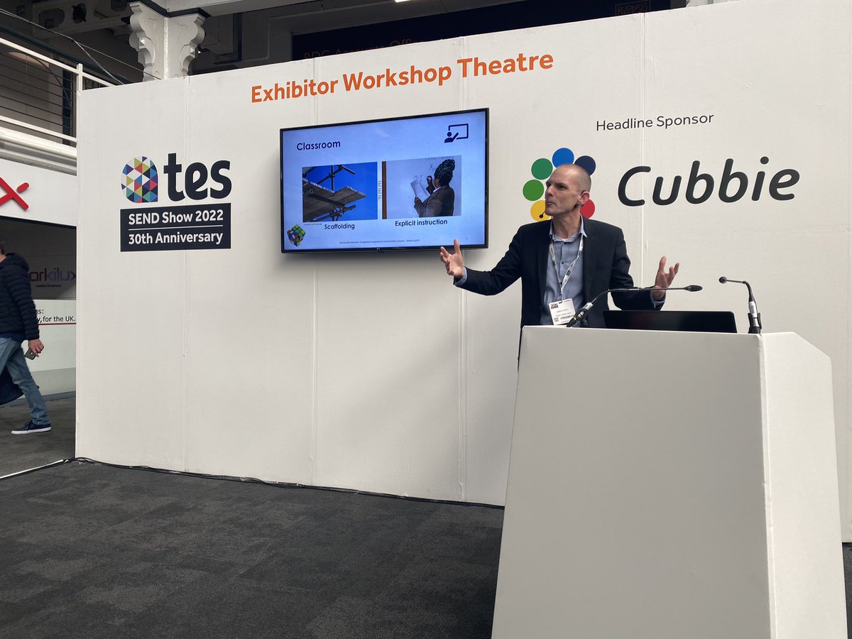 EEducationUK's tweet photo. What an insightful talk from Simon Lynch @thisiseducation at @SENDShowUK this afternoon. Simon spoke about the transmissions vulnerable learners give and the responses adults can make to support these learners in mainstream schooling. It’s safe to say the session was a big hit!👏 https://t.co/u0yxFglUhv