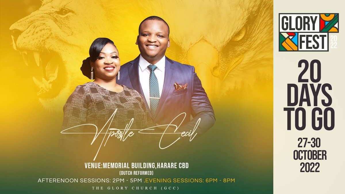 glorychurchww's tweet photo. JOIN US in declaring His glory amongst the nations and; his wondrous works among all his people.
THE GLORY FEST 2022, 27 - 30 October - Memorial Building (Dutch Reformed).
#theglorychurch #gloryfest2022 #apostlececil https://t.co/ZFL5bXwUso