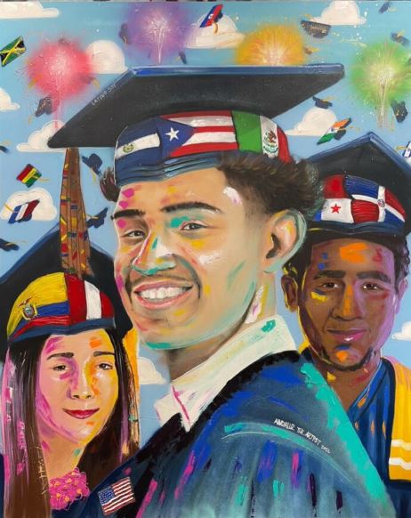 Huntington High School is privileged to have received this beautiful painting by Andaluz the Artist representing the Town's diversity and the tremendous potential possessed by students of all heritages! <a href="/HUFSD/">Huntington Schools</a> <a href="/PastorDanRivera/">Danny Rivera</a> #HuntingtonProud #HuntingtonStrong