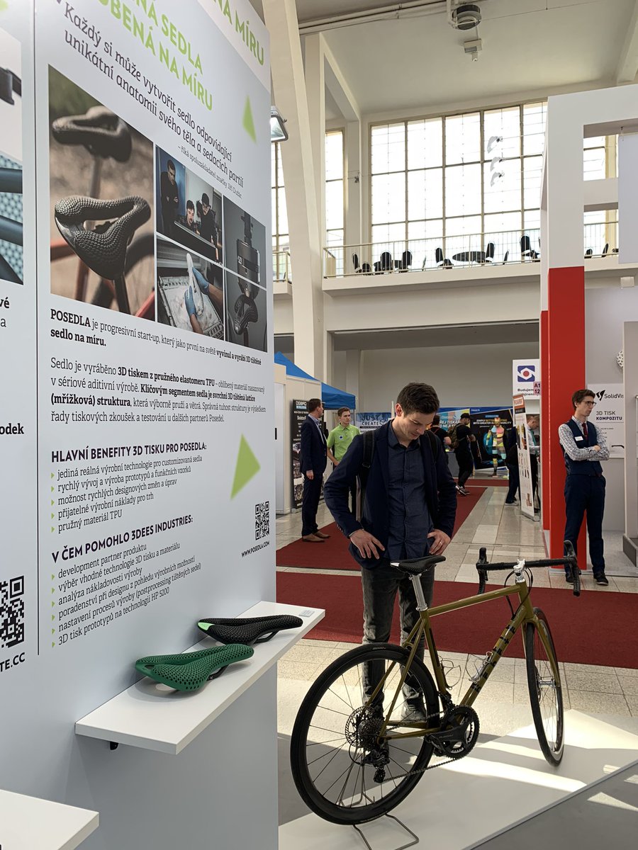 posedla_cc's tweet photo. Finishing off a busy week at @BVVBrno / International Engineering Fair! Thanks to our friends at @3Dees5 who organized this showcase featuring a prototype of color coated Joyseat! 🌳👀

Printed on @HP using @BASF_ForwardAM TPU powder &amp; @amtpostpro vapor smoothing. https://t.co/3afj4AOGBZ