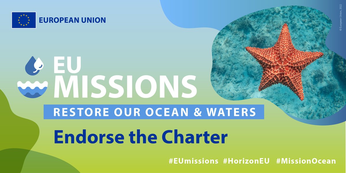 📣Do you want to be part of the movement to restore one of our most precious shared resources? 💧🐠

✍️Sign the #MissionOcean Charter and submit your actions here!
 
👉europa.eu/!qfXg9q

@EU_mare <a href="/cinea_eu/">CINEA 🇪🇺</a> #EUMissions