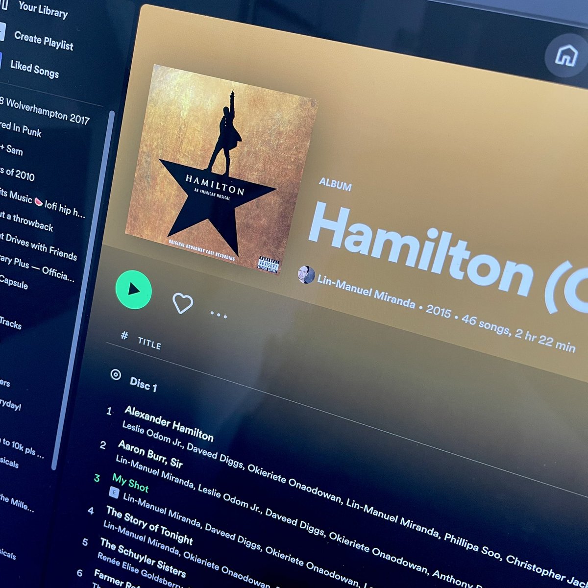 Wolvensam's tweet photo. Having a Hamilton disco for one in the office this afternoon #becauseFriday https://t.co/hlvfkItsnO