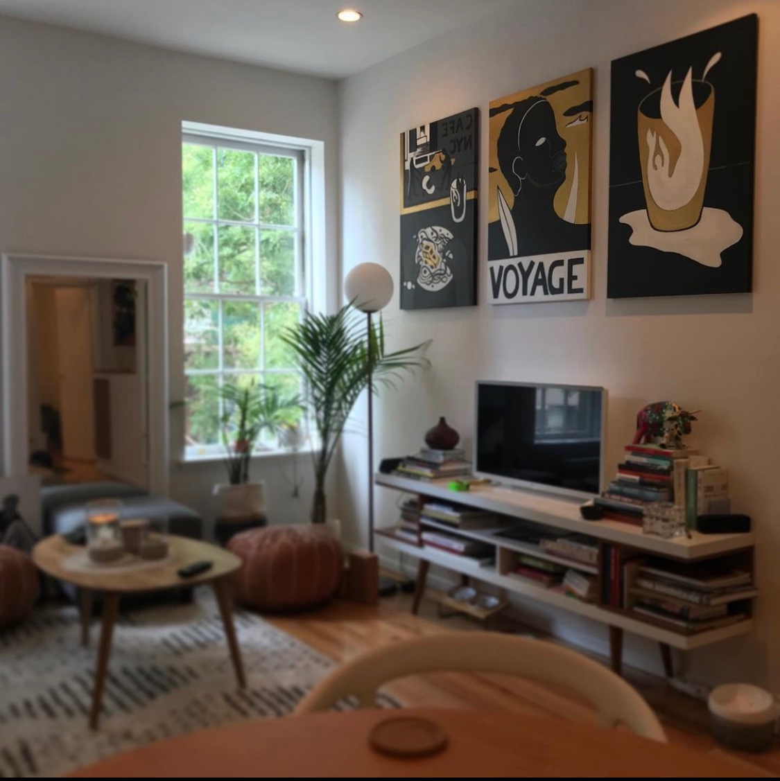 NJolivert's tweet photo. My VOYAGE triptych [(3x) 24 in x 36 in. acrylic on canvas] will be on view in Harlem at The Heath Gallery for an exhibition of artists of Haitian origins titled “Since We’re Here”. Opening Reception this Saturday at 6PM. https://t.co/ZLOALF2S61