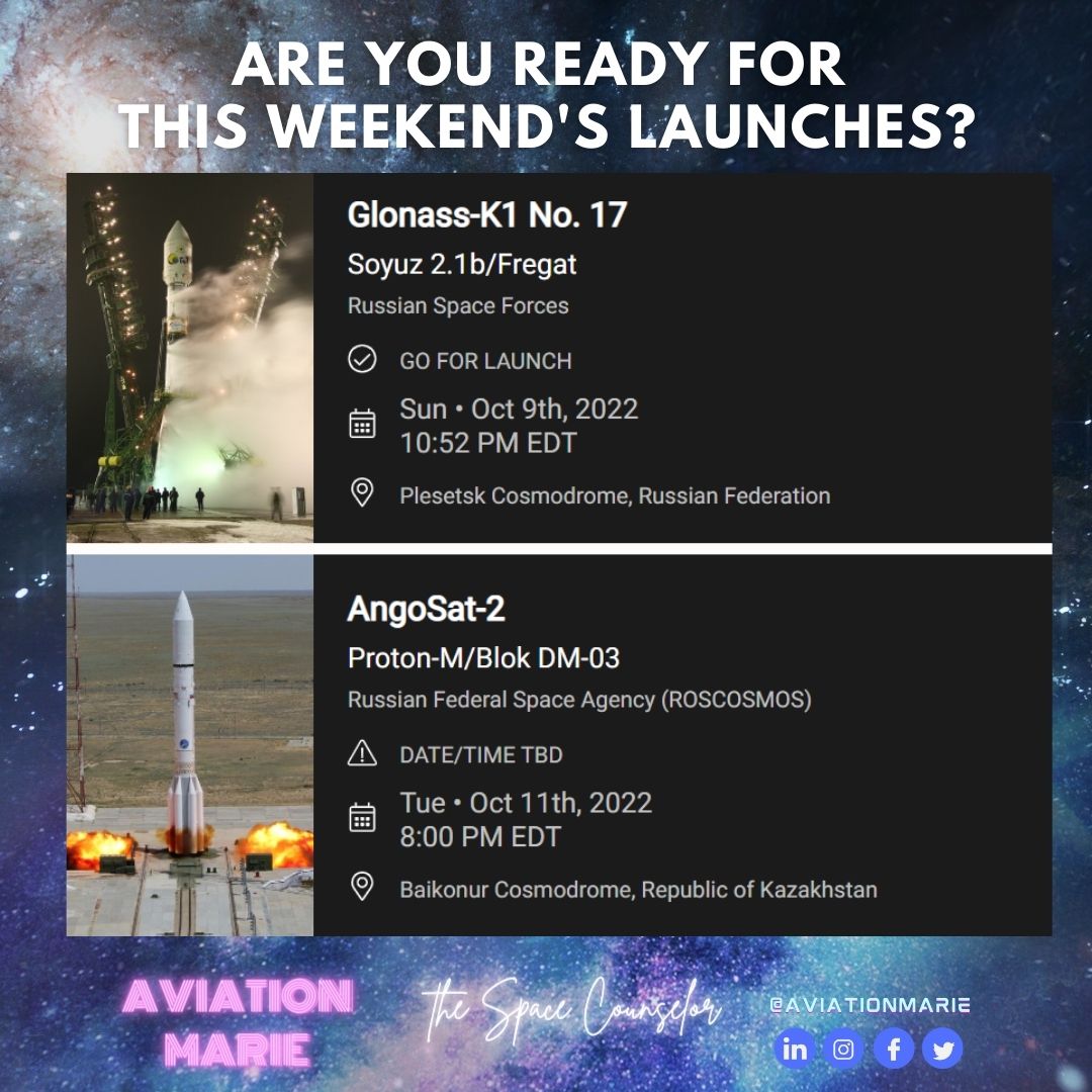 mpgron's tweet image. #spaceschedule brought to you by #aviationmarie.
Wow, so many launches coming-up today, and this weekend!
The #spaceindustry is getting very busy, learn more about #aerospace soon. It&apos;s all happening now &amp;amp; faster than ever 🚀