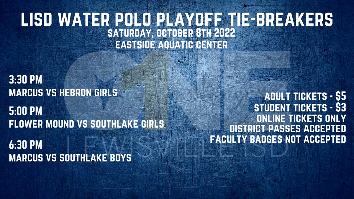Come out to the East Side Aquatic Center tomorrow and support our LISD Water Polo teams in their District 2-6A Tie-Breaker matches!